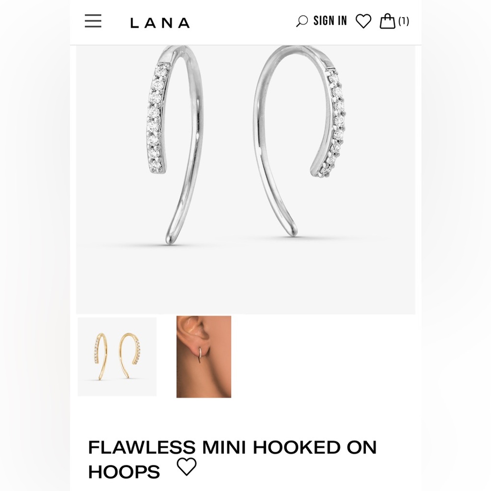 ISO single Lana jewelry mini white gold hoop